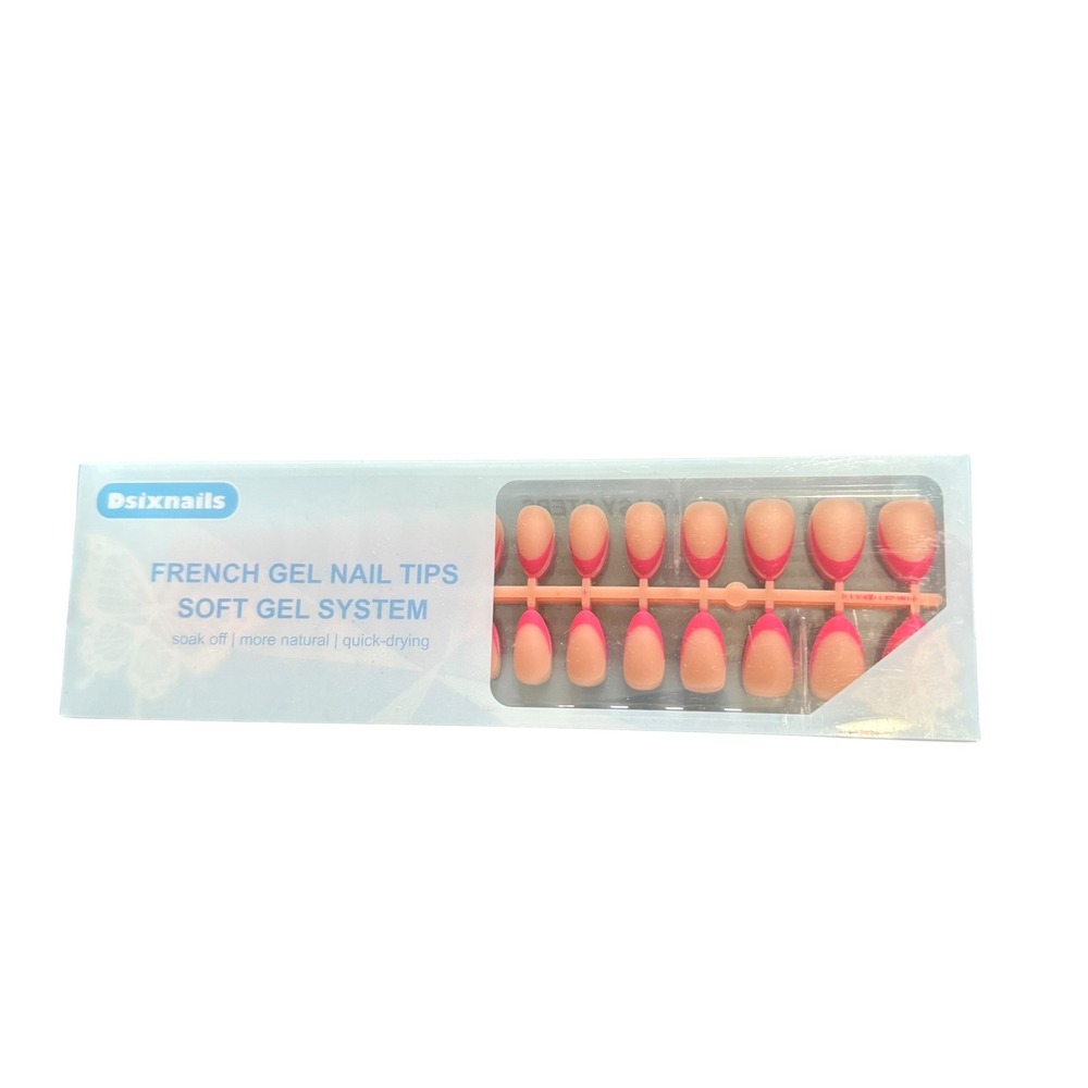 Dsixnails French Gel Nail Tips Women OS Pink New Soft Gel Short Almond 150pc